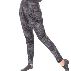 Metallic Silver High-Waisted Draped Harem Dance Pants Tapered Legs Hip Hop